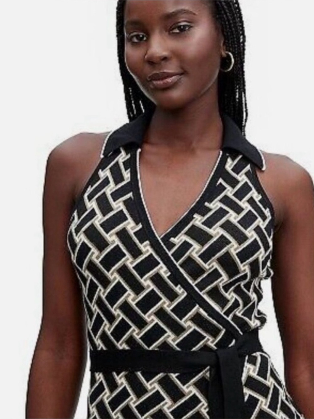 Diane von Furstenberg for Target Vintage Weave Collared Wrap Midi Dress M NWOT - Picture 9 of 16